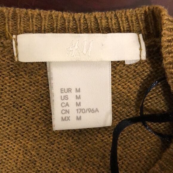 H&M M Mustard Heather Back Zip Wool Blend High Low Crewneck Pullover Sweater - Picture 11 of 12